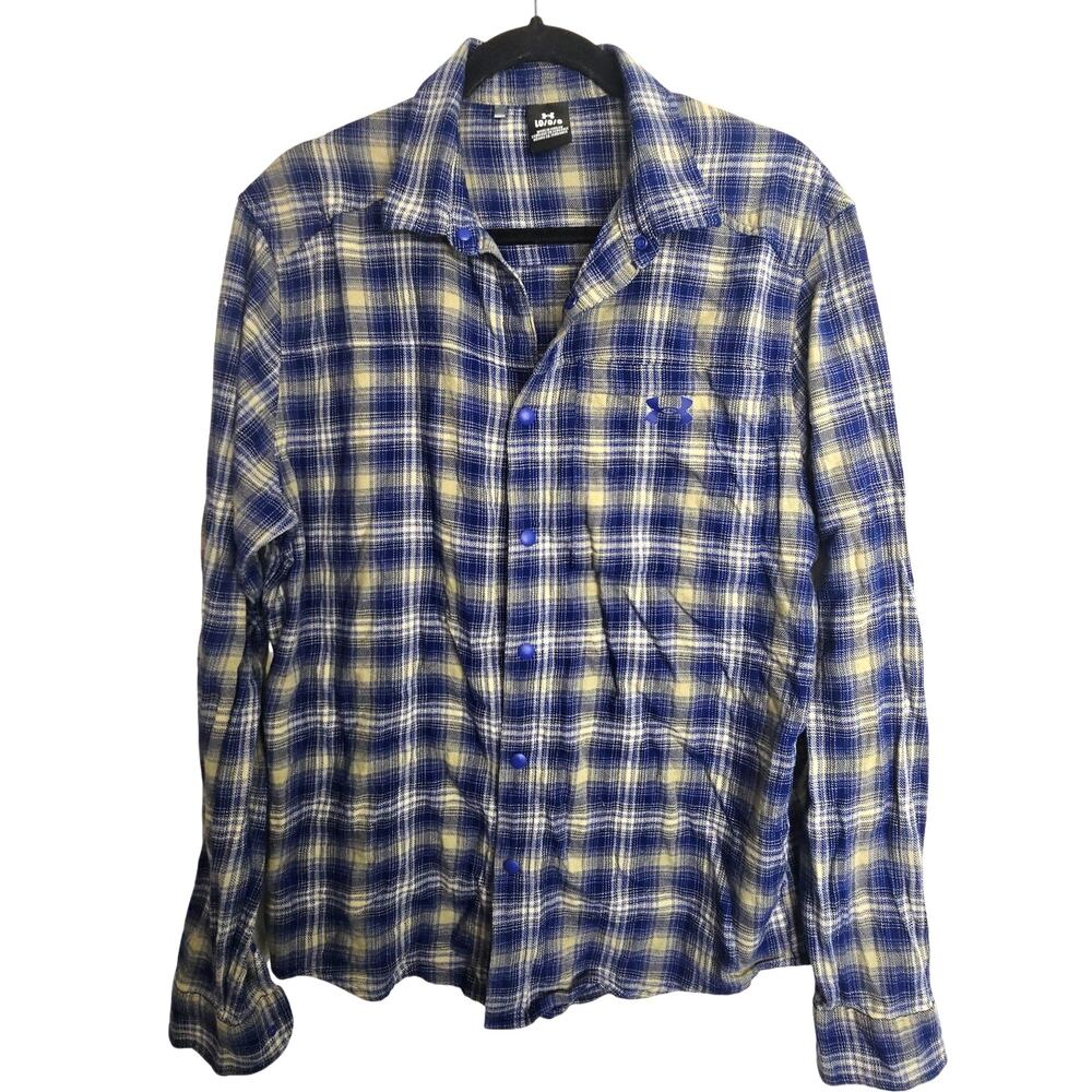 Under Armour Mens Plaid Flannel Shirt Size L Gorpcore Snap Up Outdoor Casual